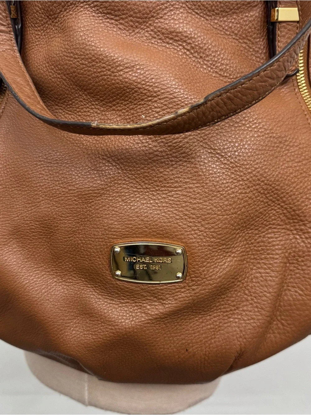 Michael Kors Tan Large Leather Shoulder Crossbody Bag purse